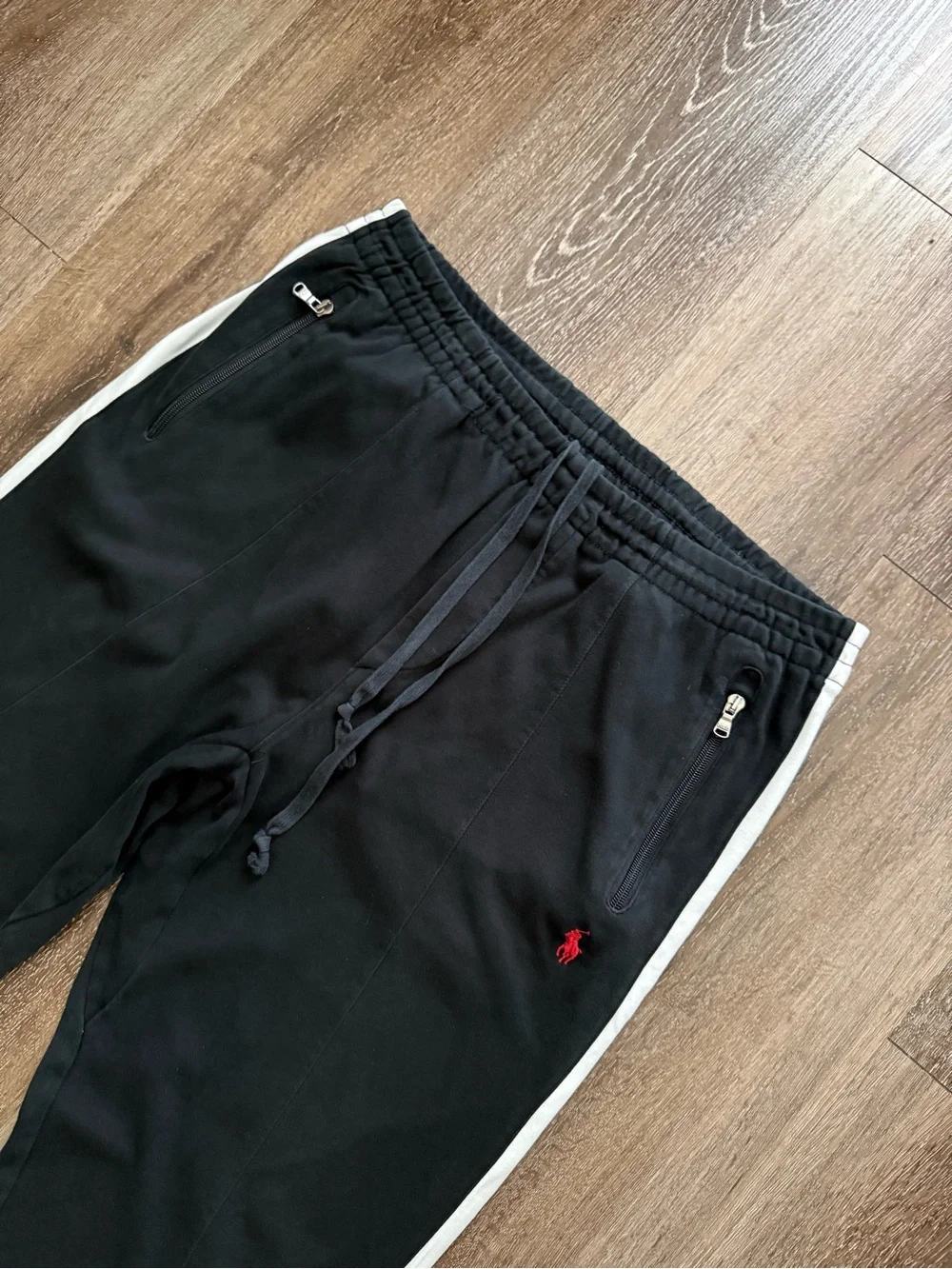 Polo Ralph Lauren Performance Track Pants Men’s L Black Side Stripe Athletic Jog